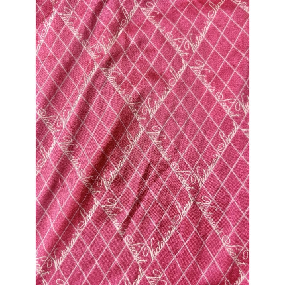 Victoria's Secret Women's Small Satin Pajama Pants Pink Check Script Logo - Picture 3 of 9